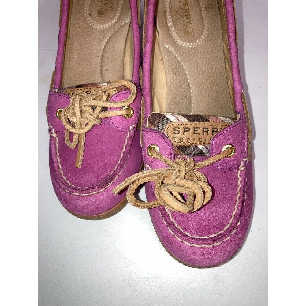 Sperry Top-Sider  Goldfish Wedge Heel Pink Plaid 9518747 Women Sz 7M